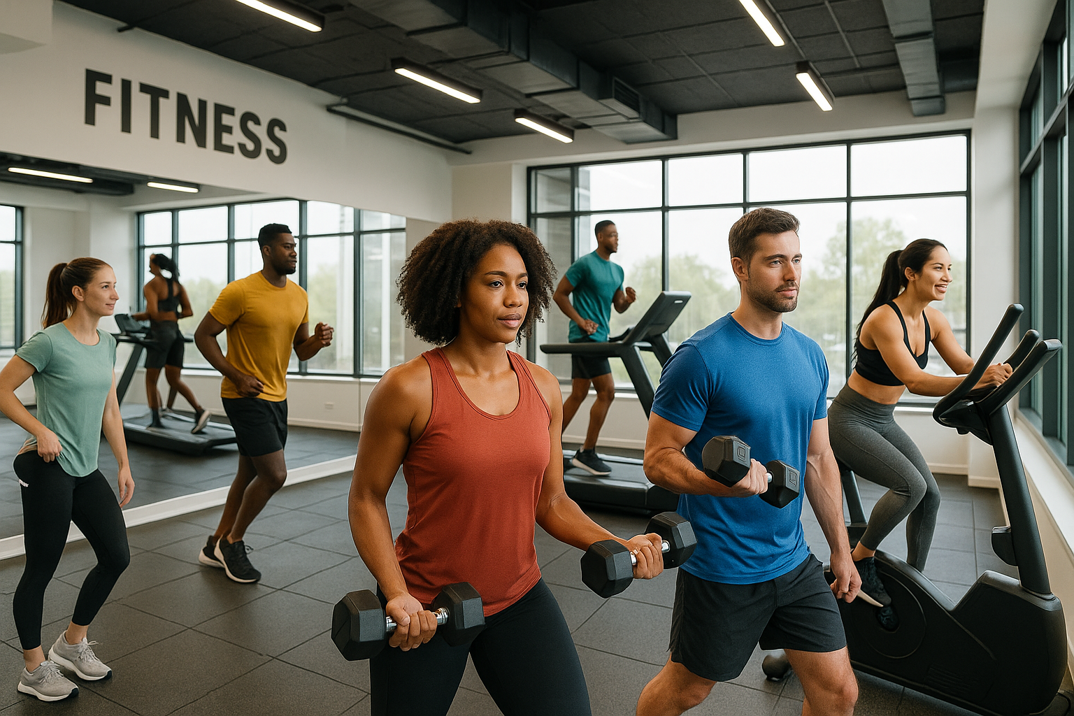 menschen im Fitnessstudio machen sport